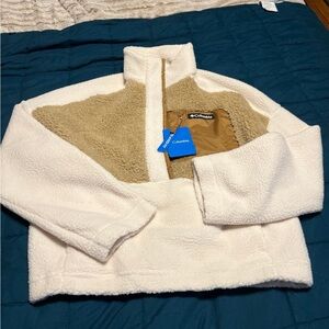 Columbia Chalk and Tan Sherpa Quarter-Pullover